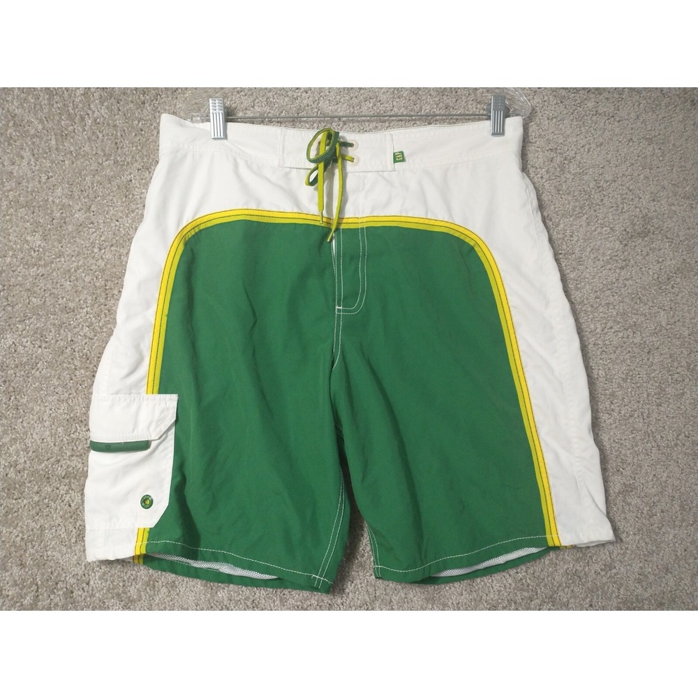 Gap Swim Trunks Adult 34 Green White Board Shorts Surf Lightweight Men's